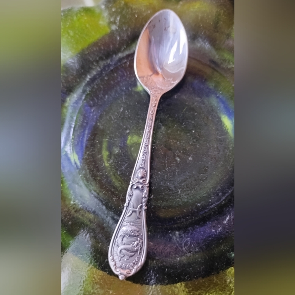 Gorham Sterling Silver Spoon Antique  Zodiac February Pisces Demitasse 4⅛